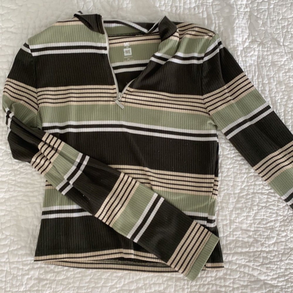 Pacsun’s “Me to We” 1/4 zip green striped shirt